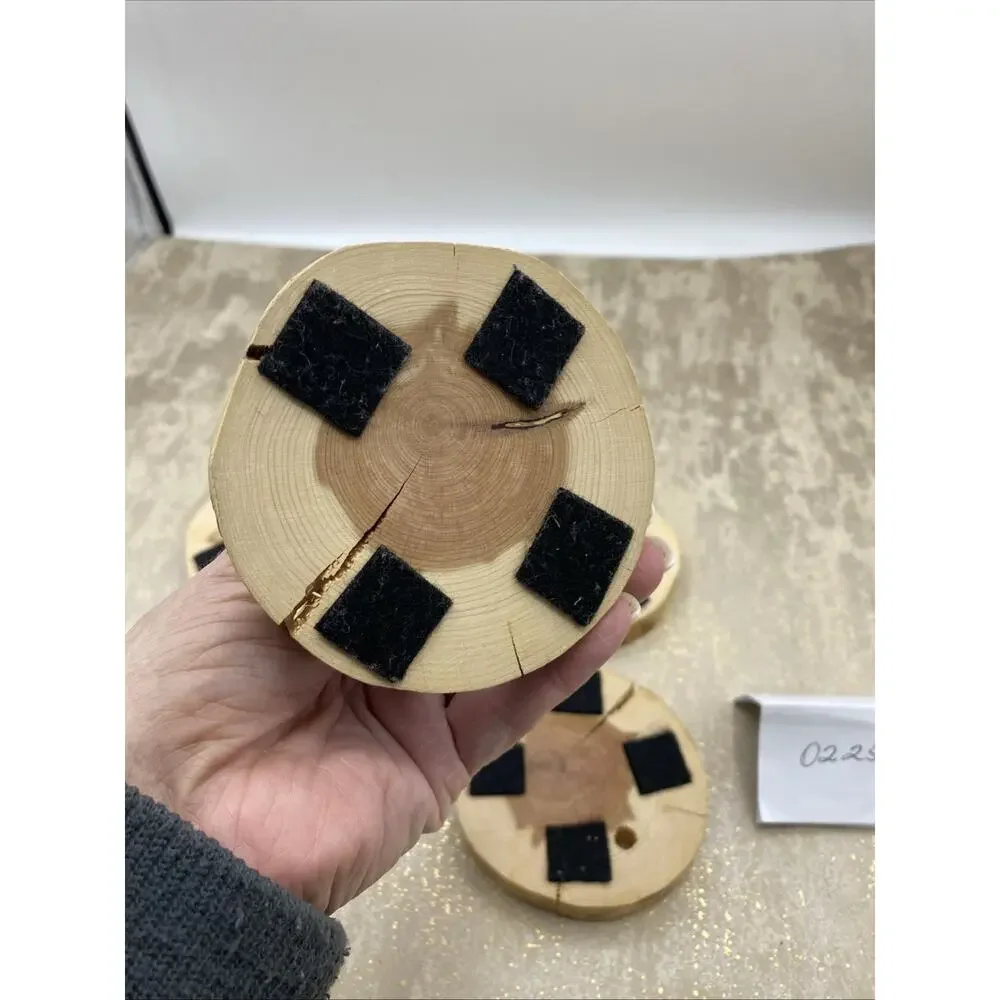 Custom Handmade By St Labre Indian School Wood Slice Rustic Tree Round Coasters